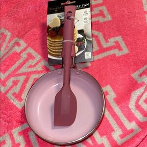 Bombay Nonstick Mini Pink Fry Pan with Spatula